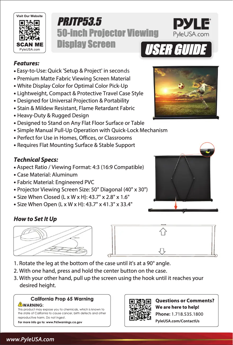 Page 1 de la notice Manuel utilisateur Pyle PRJTP53