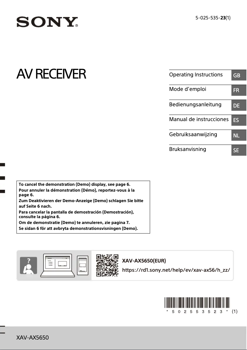 Image de la première page du manuel de l'appareil XAV-AX5650