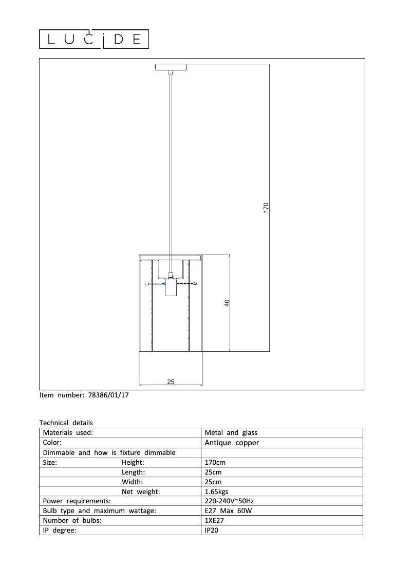 Página 1 del manual Manual de usuario Lucide Julot 78386/01/17