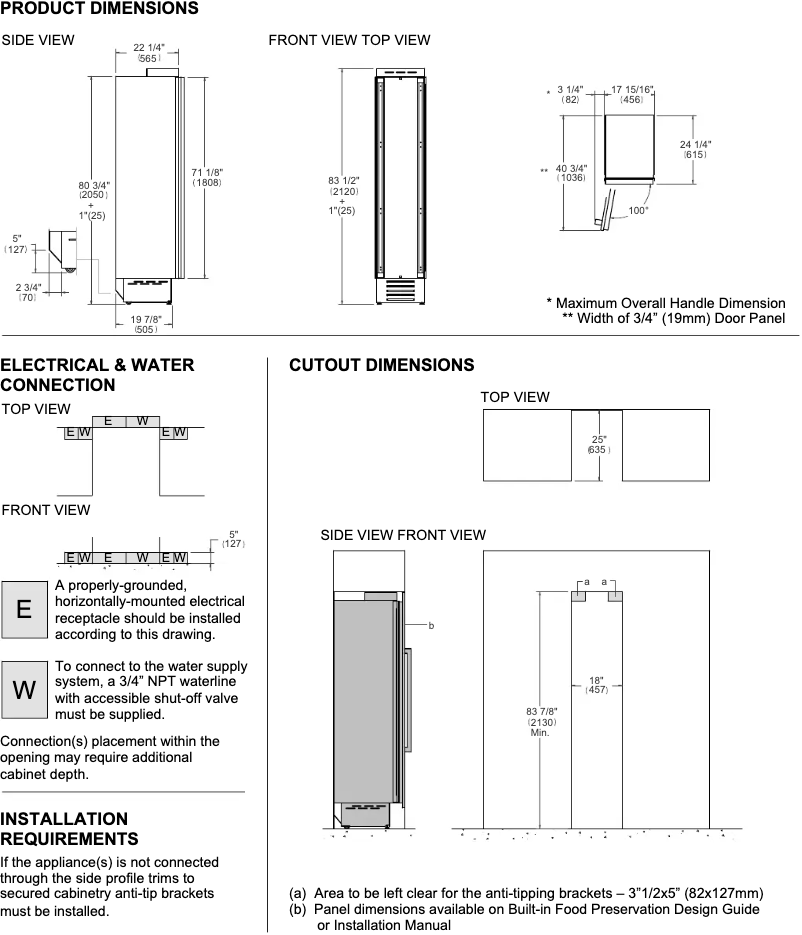 Page n°1 - Instructions / montage Bertazzoni REF18FCIPRL