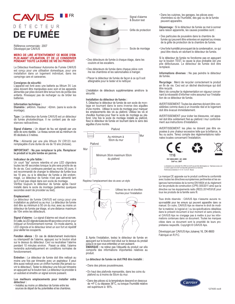 Page n°1 - Manuel utilisateur Cavius 2007