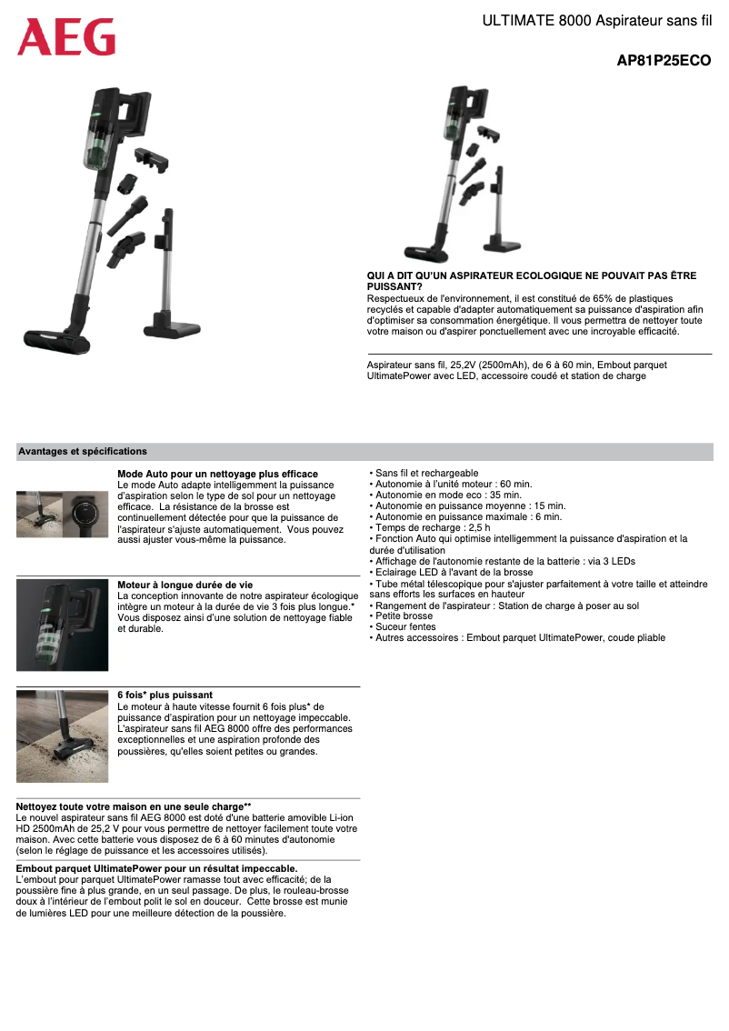 Page n°1 - Fiche technique AEG AP81P25ECO