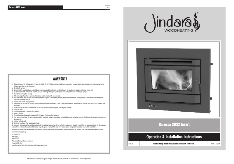Page n°1 - Manuel utilisateur Jindara Barossa