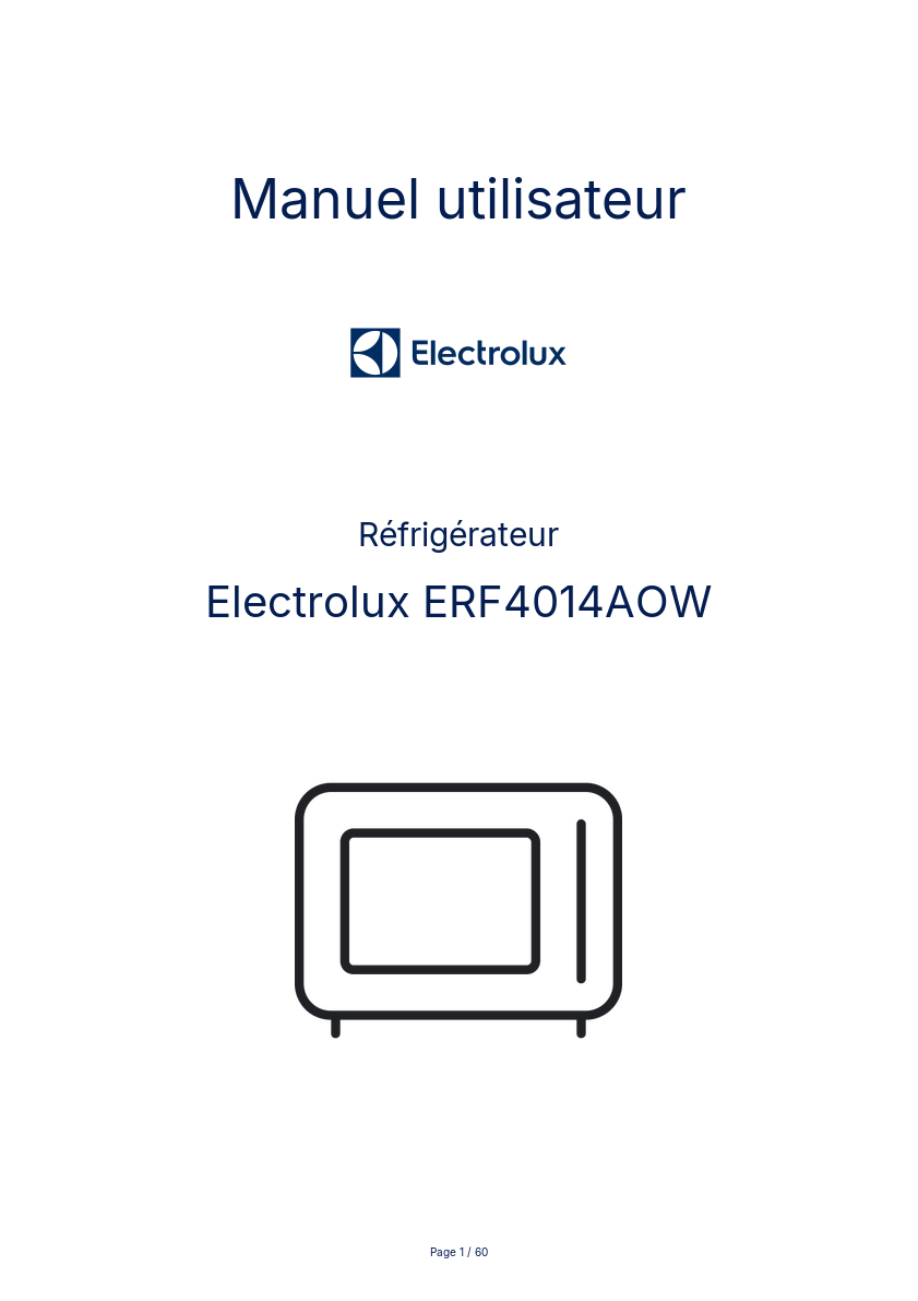 Page n°1 - Manuel utilisateur Electrolux ERF4014AOW