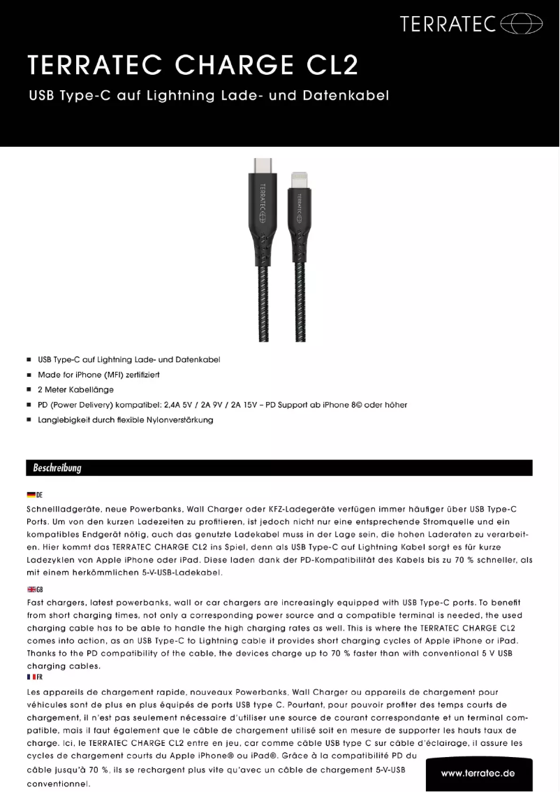 Image de la première page du manuel de l'appareil Charge CL2