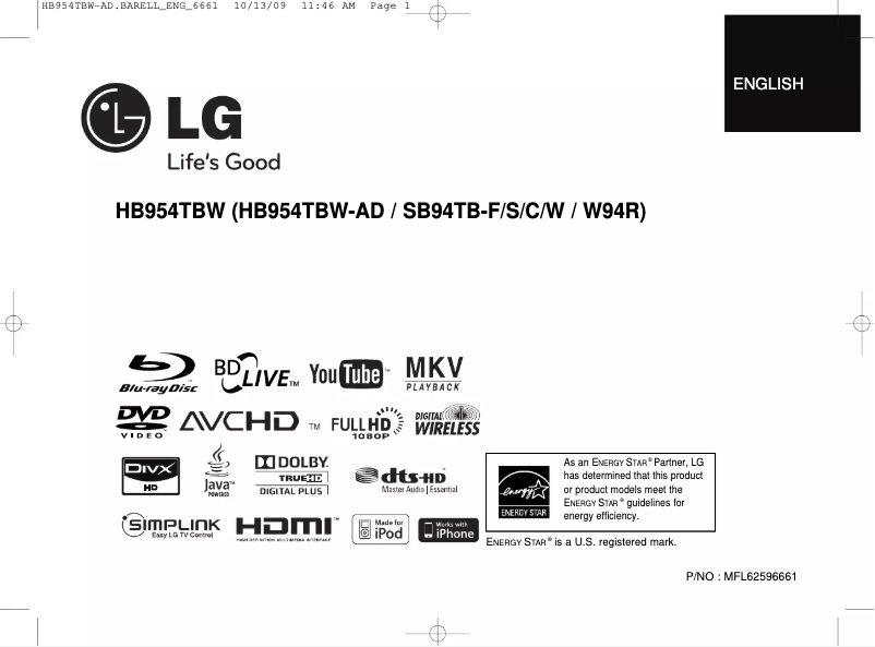 Página 1 del manual Manual de usuario LG HB954TZW-AD