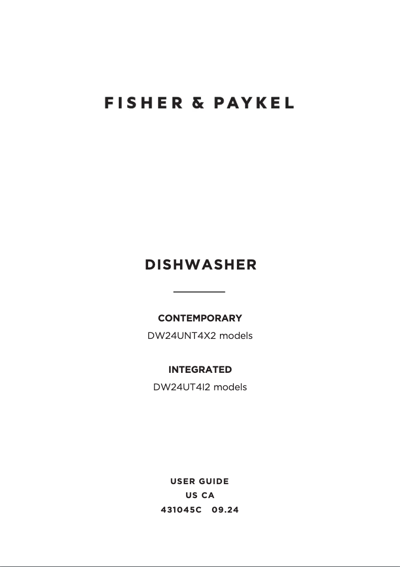 Page 1 de la notice Manuel utilisateur Fisher & Paykel DW24UT4I2