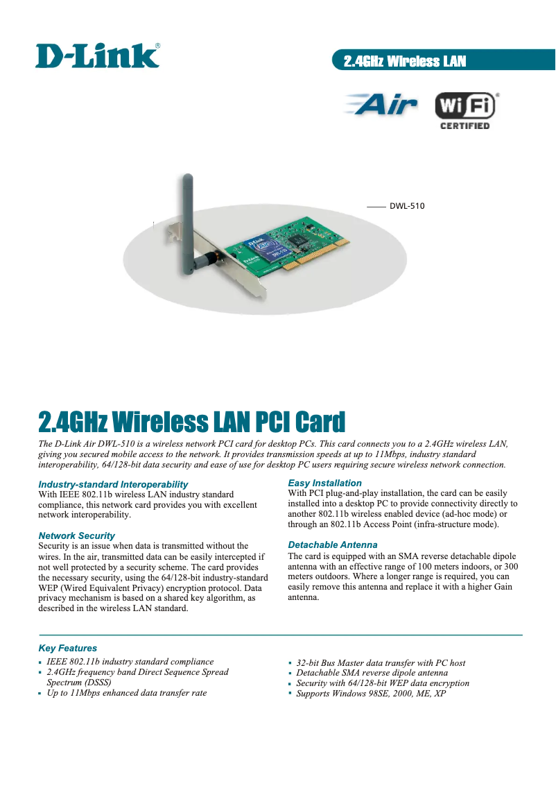 Image de la première page du manuel de l'appareil Air DWL-510