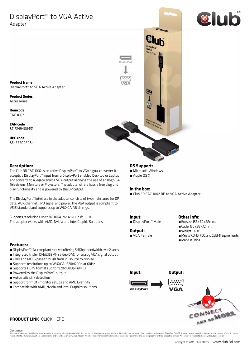Page 1 de la notice Manuel utilisateur CLUB3D CAC-1002