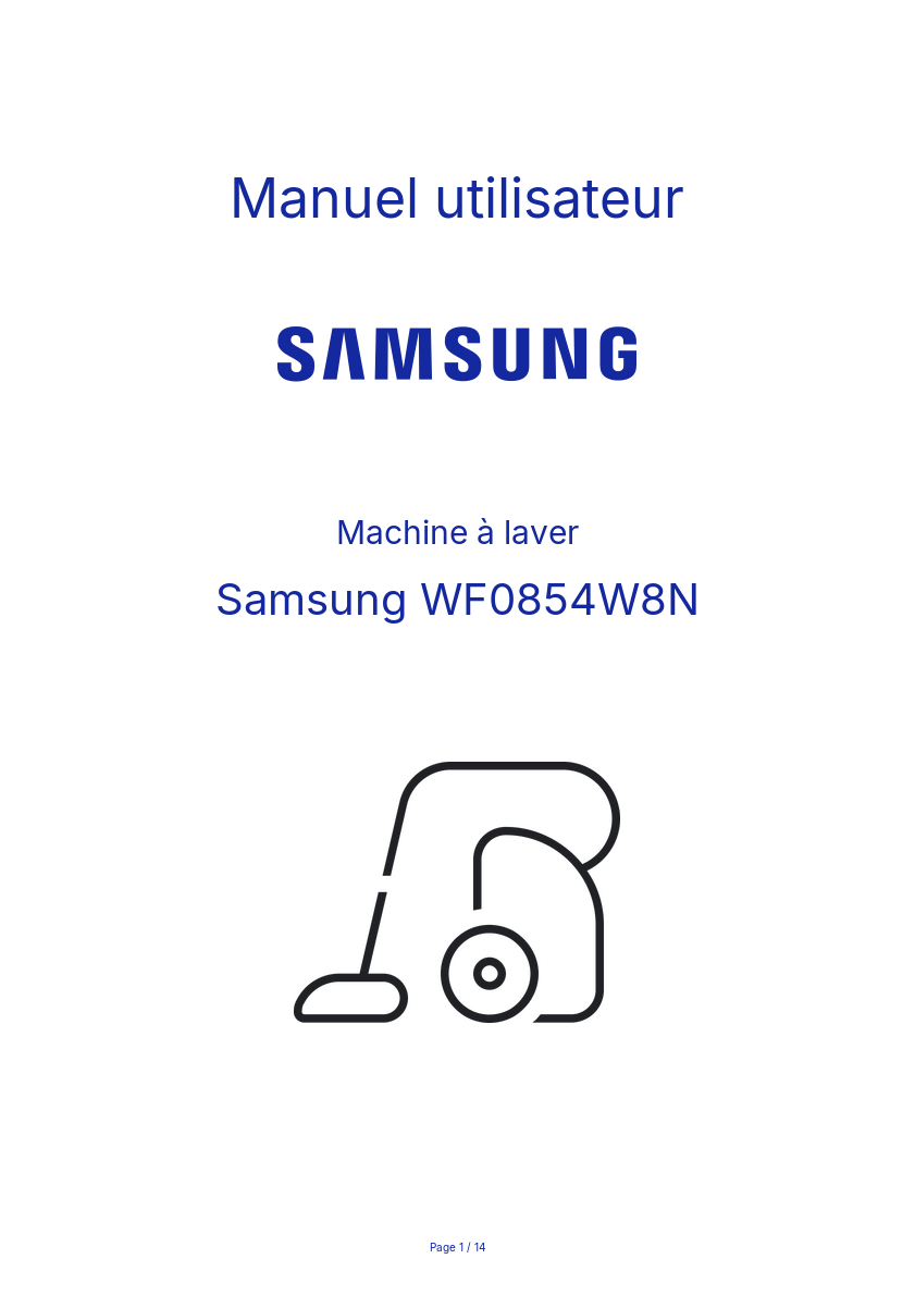 Page n°1 - Manuel utilisateur Samsung WF0854W8N