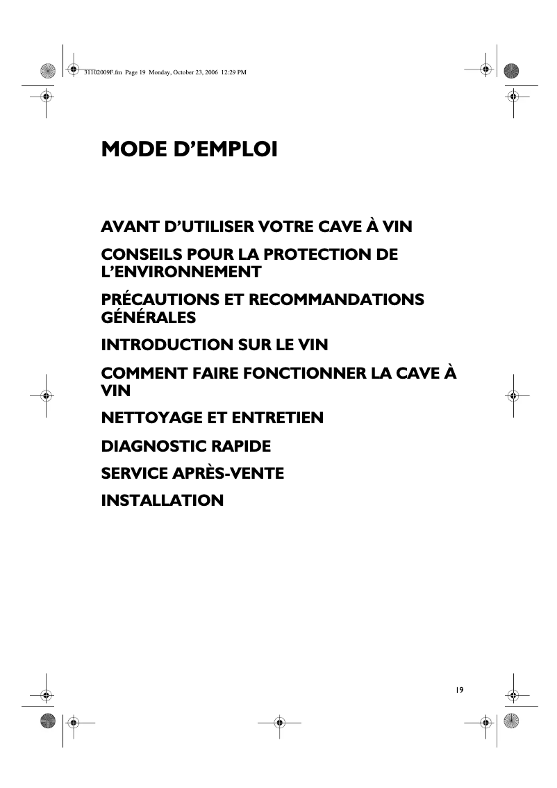 Page 1 de la notice Mode d'emploi Whirlpool ARZ000W