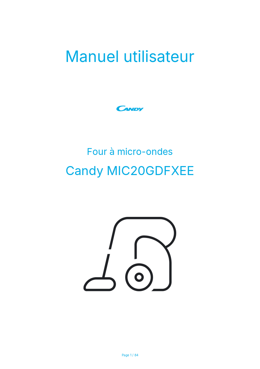 Page n°1 - Manuel utilisateur Candy MIC20GDFXEE
