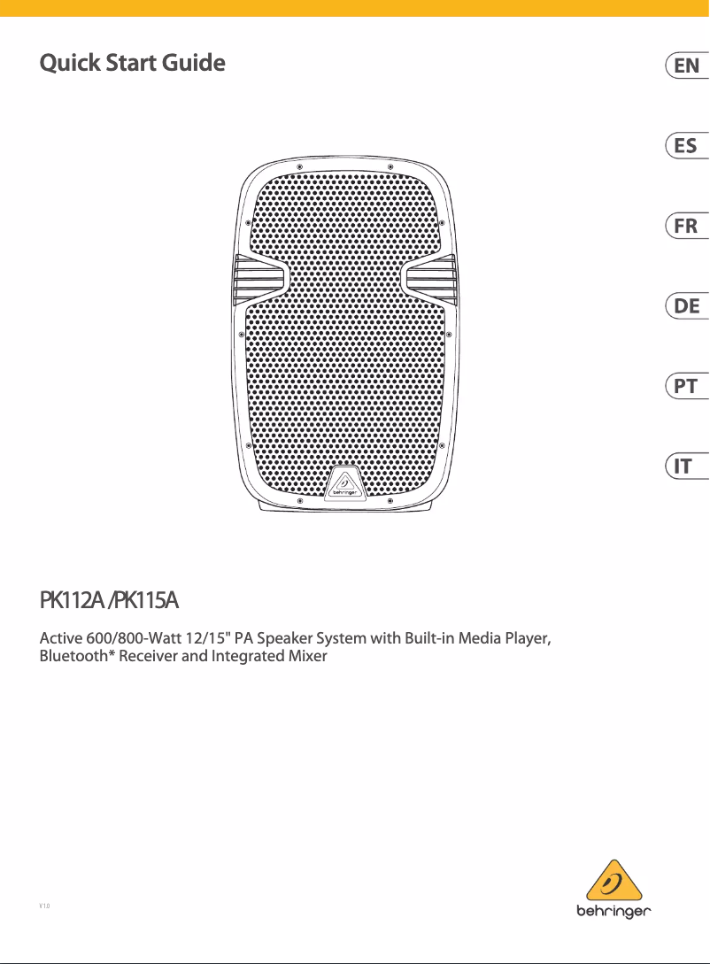 Page 1 de la notice Manuel utilisateur Behringer PK110A