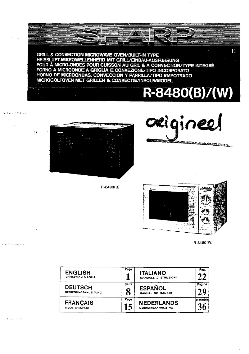 Page 1 de la notice Manuel utilisateur Sharp R-8480