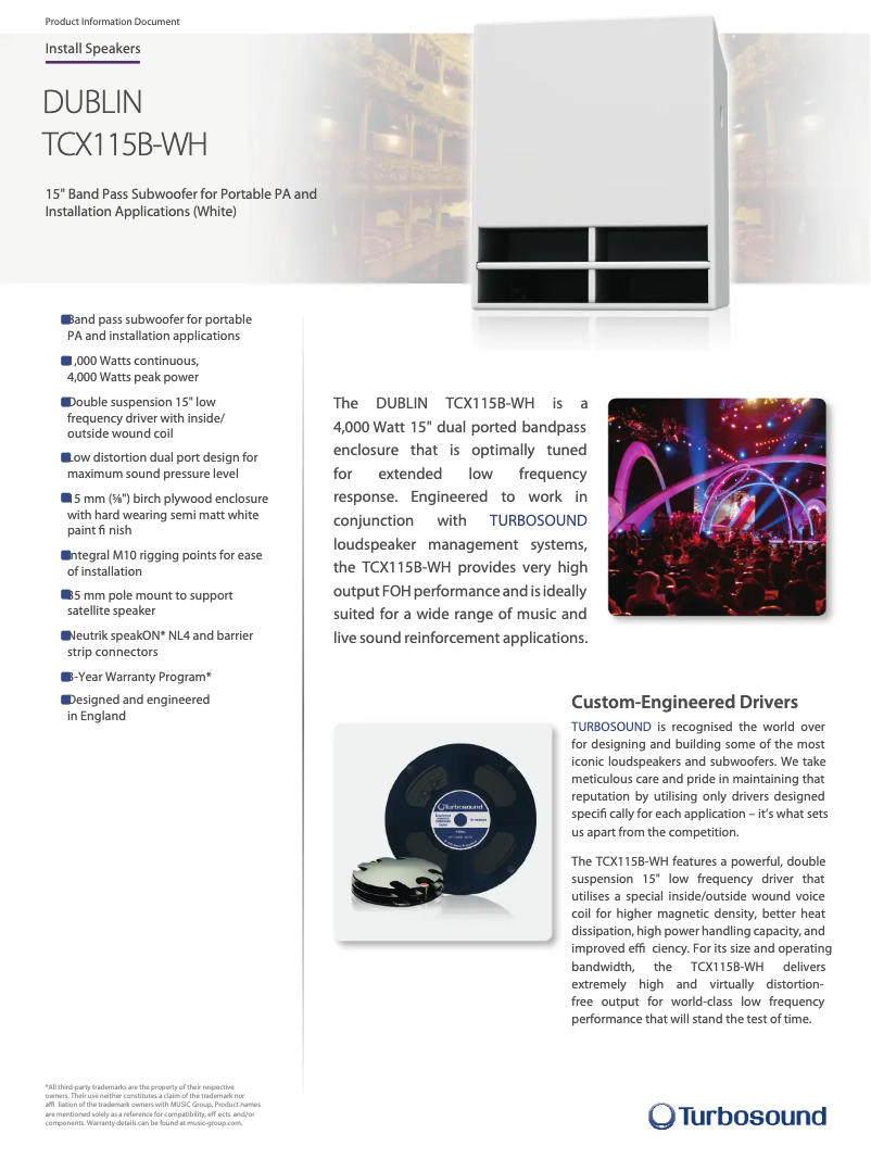 Page n°1 - Fiche technique Turbosound TCX115B