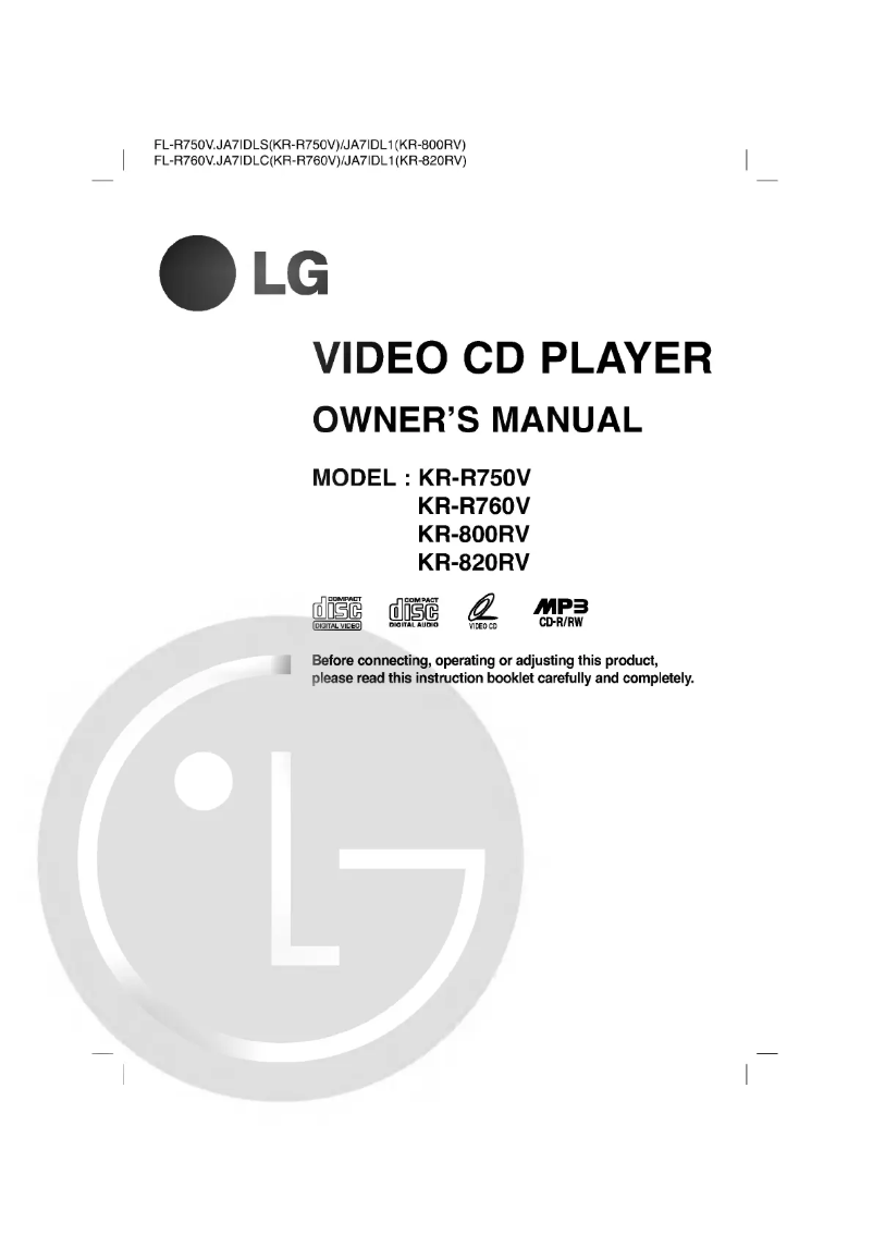 Page n°1 - Manuel utilisateur LG FL-R750V