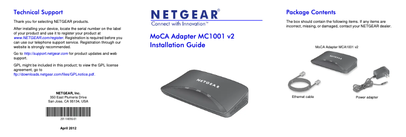 Page 1 de la notice Manuel utilisateur Netgear MCA1001v2