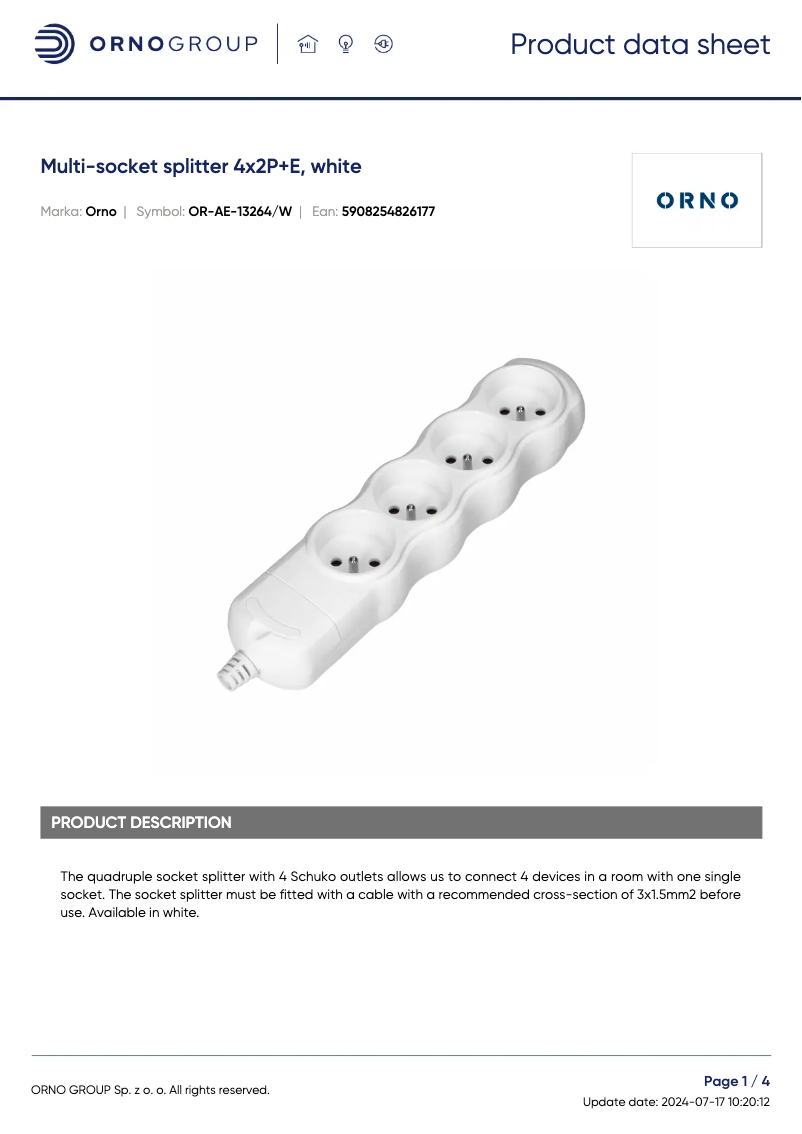 Image de la première page du manuel de l'appareil OR-AE-13264