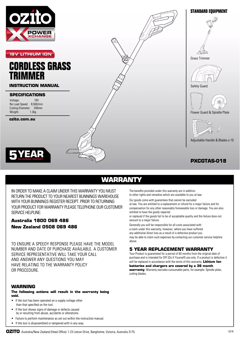 Image de la première page du manuel de l'appareil PXCGTABLC-218E