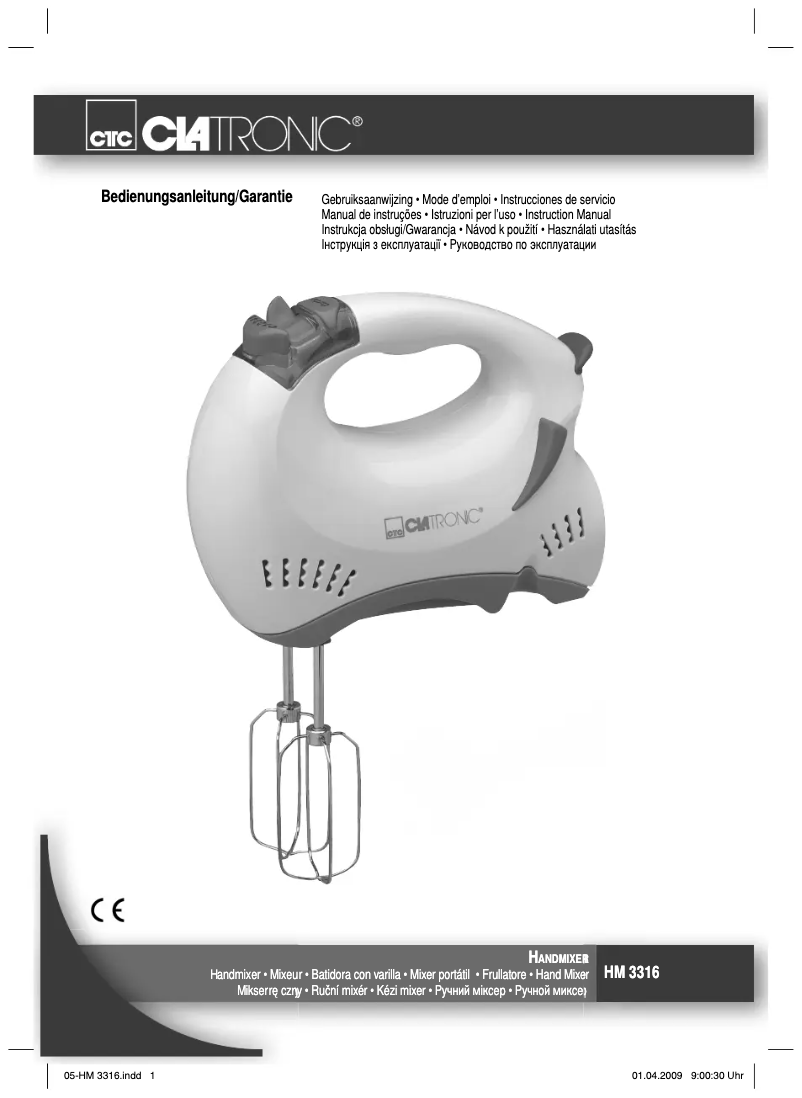 Page 1 de la notice Manuel utilisateur Clatronic HM 3316