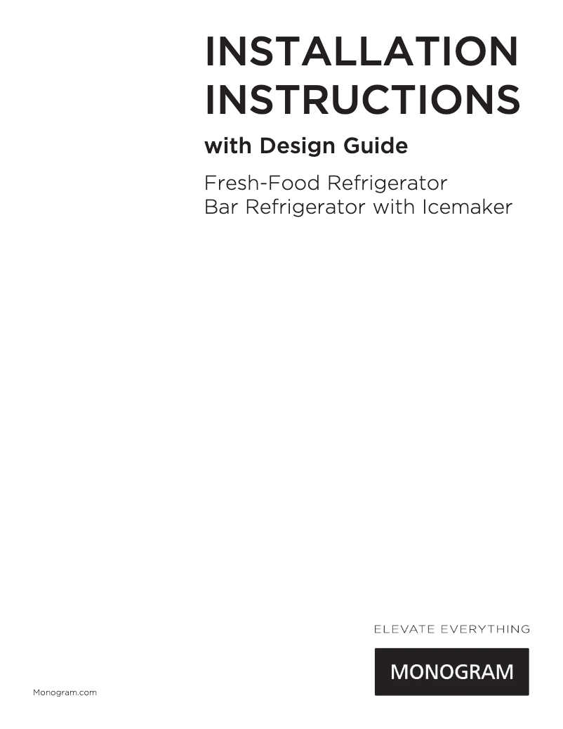 Page n°1 - Guide d'installation Monogram ZIFI240HII
