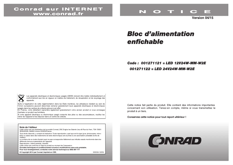 Page 1 de la notice Manuel utilisateur Dehner LED 12V24W-MM-W2E