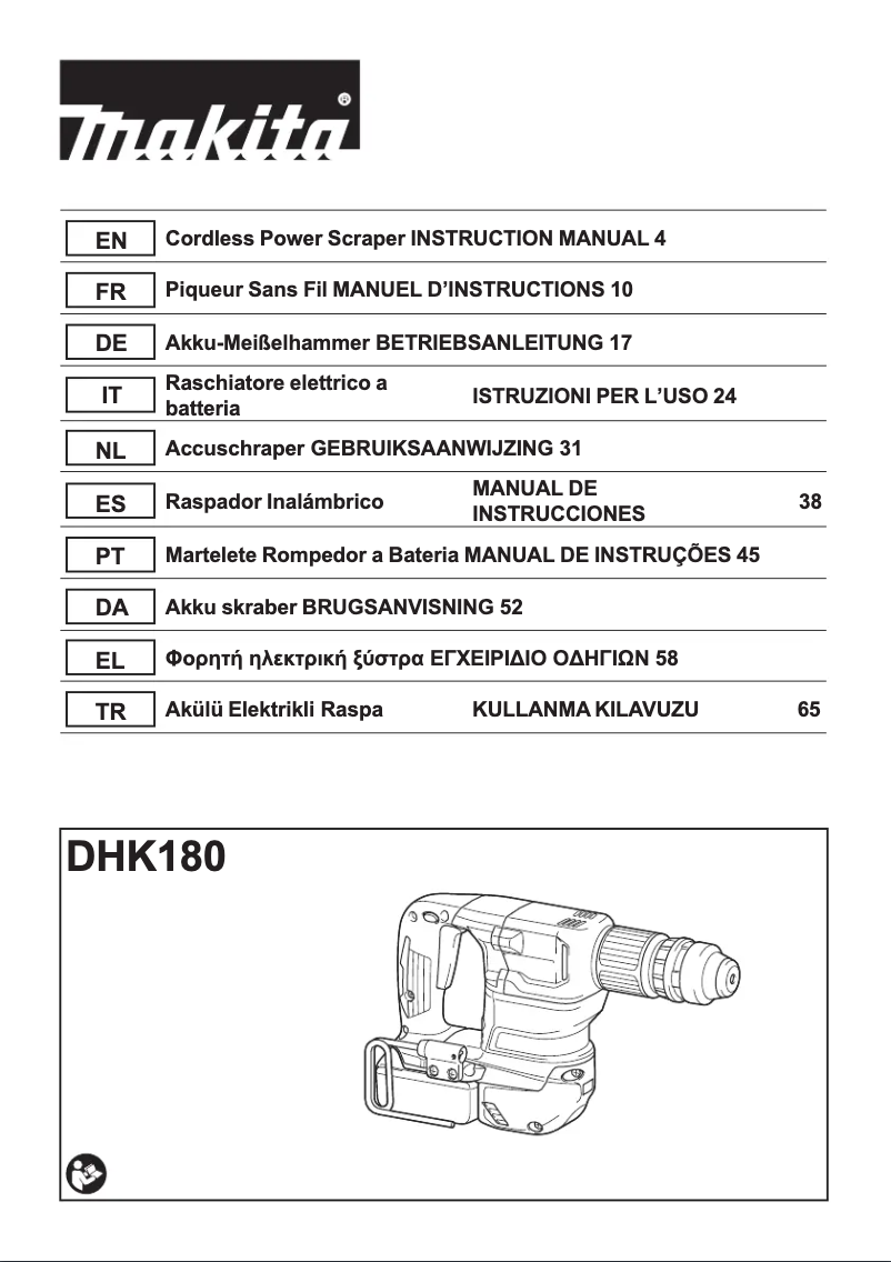 Page 1 de la notice Manuel utilisateur Makita DHK180ZJ