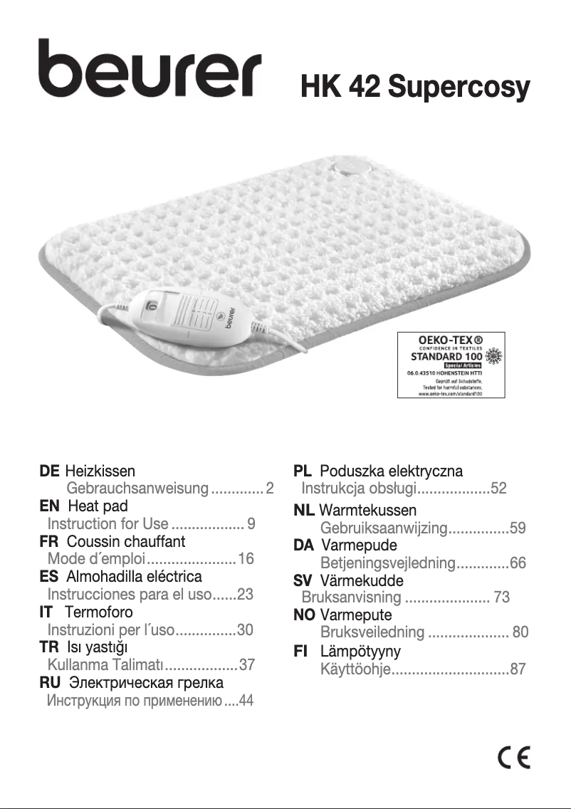Page 1 de la notice Manuel utilisateur Beurer HK 42 Supercosy
