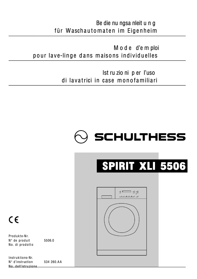 Page n°1 - Manuel utilisateur Schulthess Spirit TopLine XLI 5506