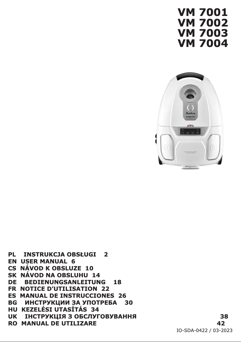 Page 1 de la notice Manuel utilisateur Amica Suracon VM 7002
