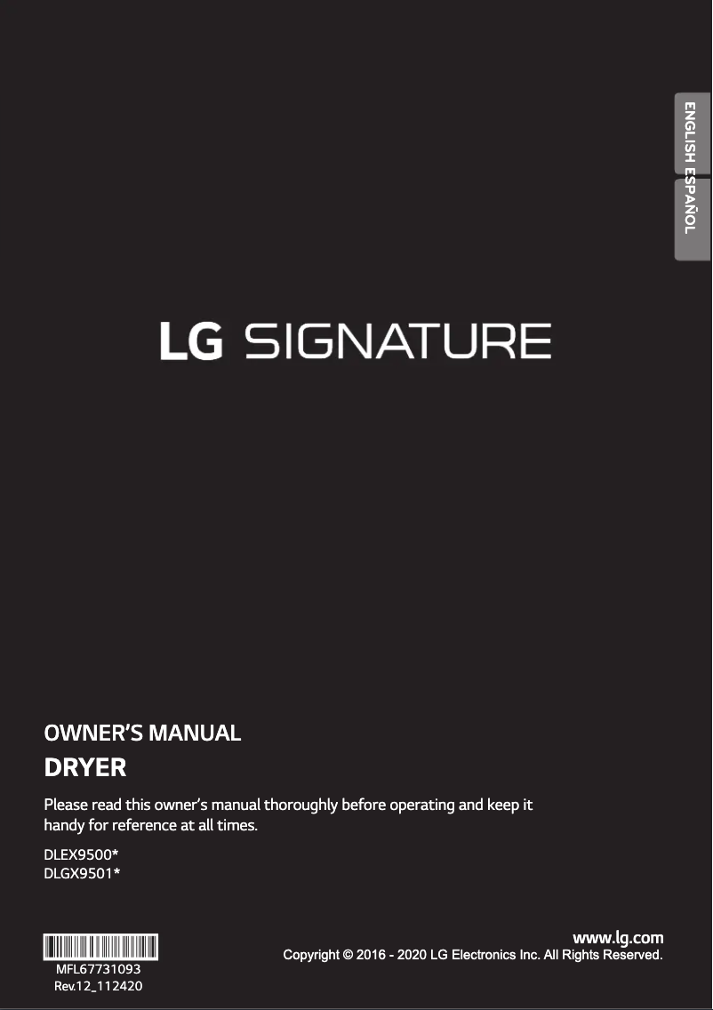 Page n°1 - Manuel utilisateur LG DLGX9501K