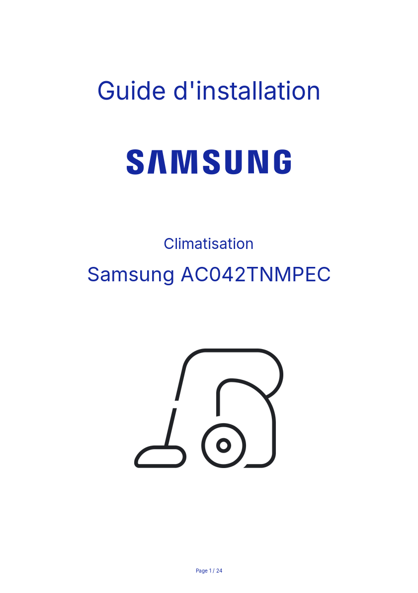 Page n°1 - Guide d'installation Samsung AC042TNMPEC