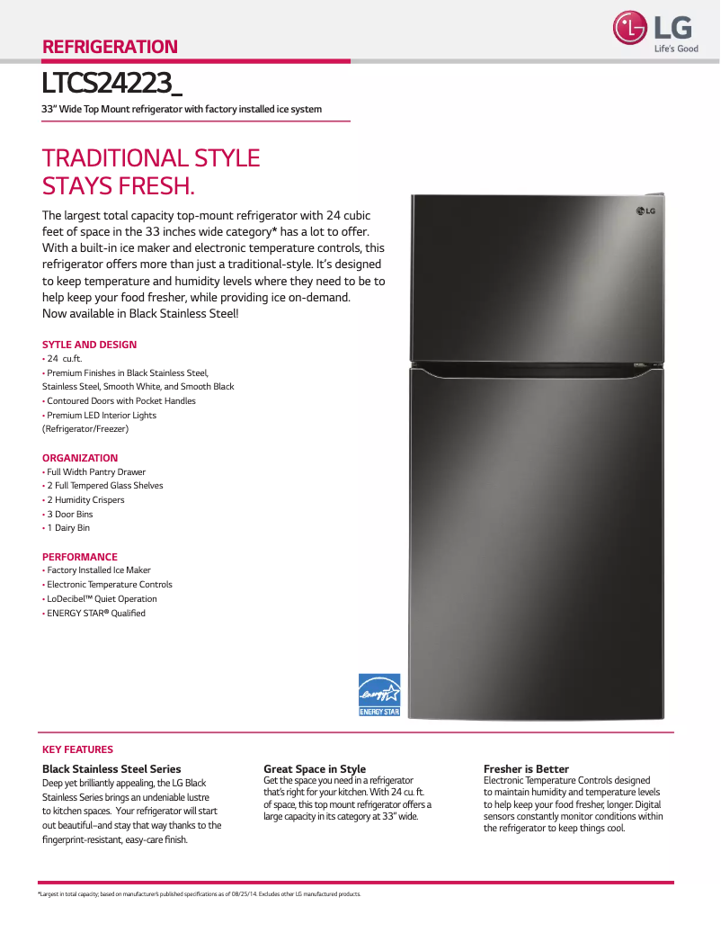 Page n°1 - Fiche technique LG LTCS24223W