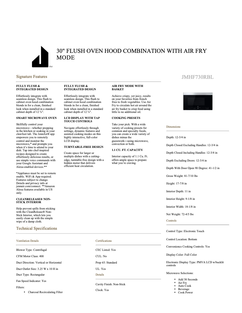 Image de la première page du manuel de l'appareil JMHF730RBL