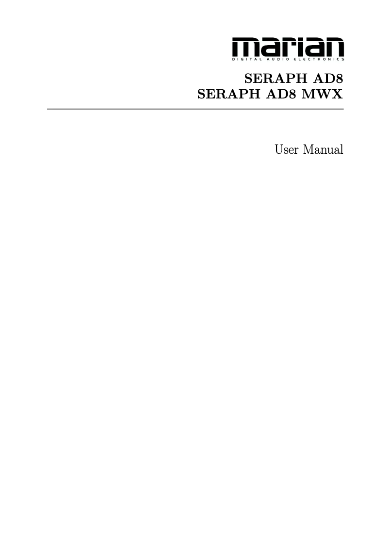 Page n°1 - Manuel utilisateur Marian SERAPH AD8