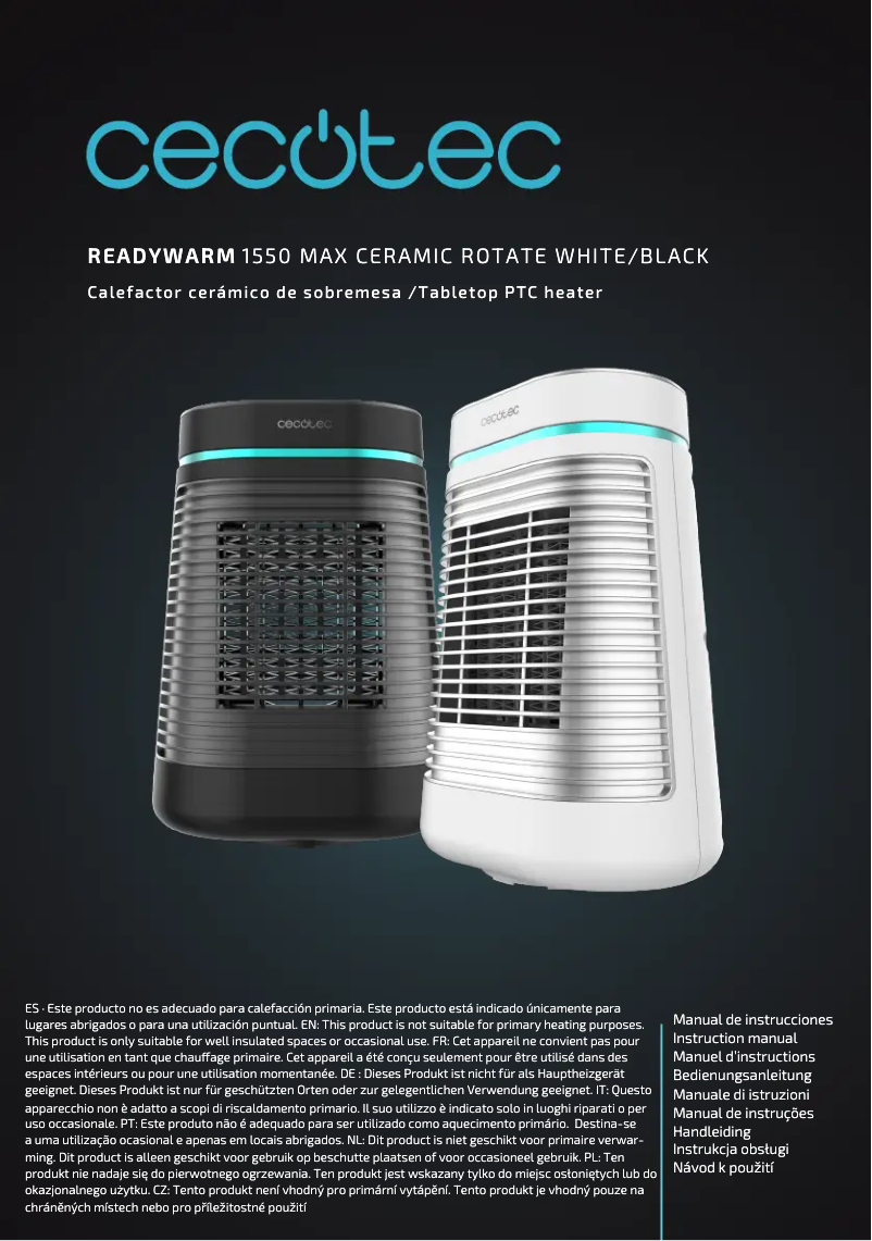 Page 1 of the manual User Manual Cecotec ReadyWarm 1550 Max Ceramic Rotate