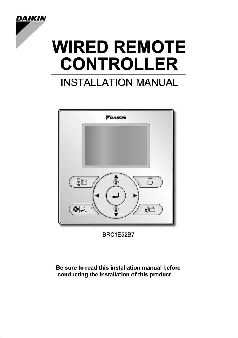 Page 1 de la notice Guide d'installation Daikin BRC1E52B