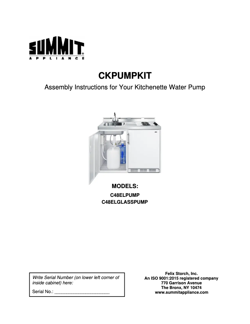 Page 1 de la notice Manuel utilisateur Summit CKPUMPKIT