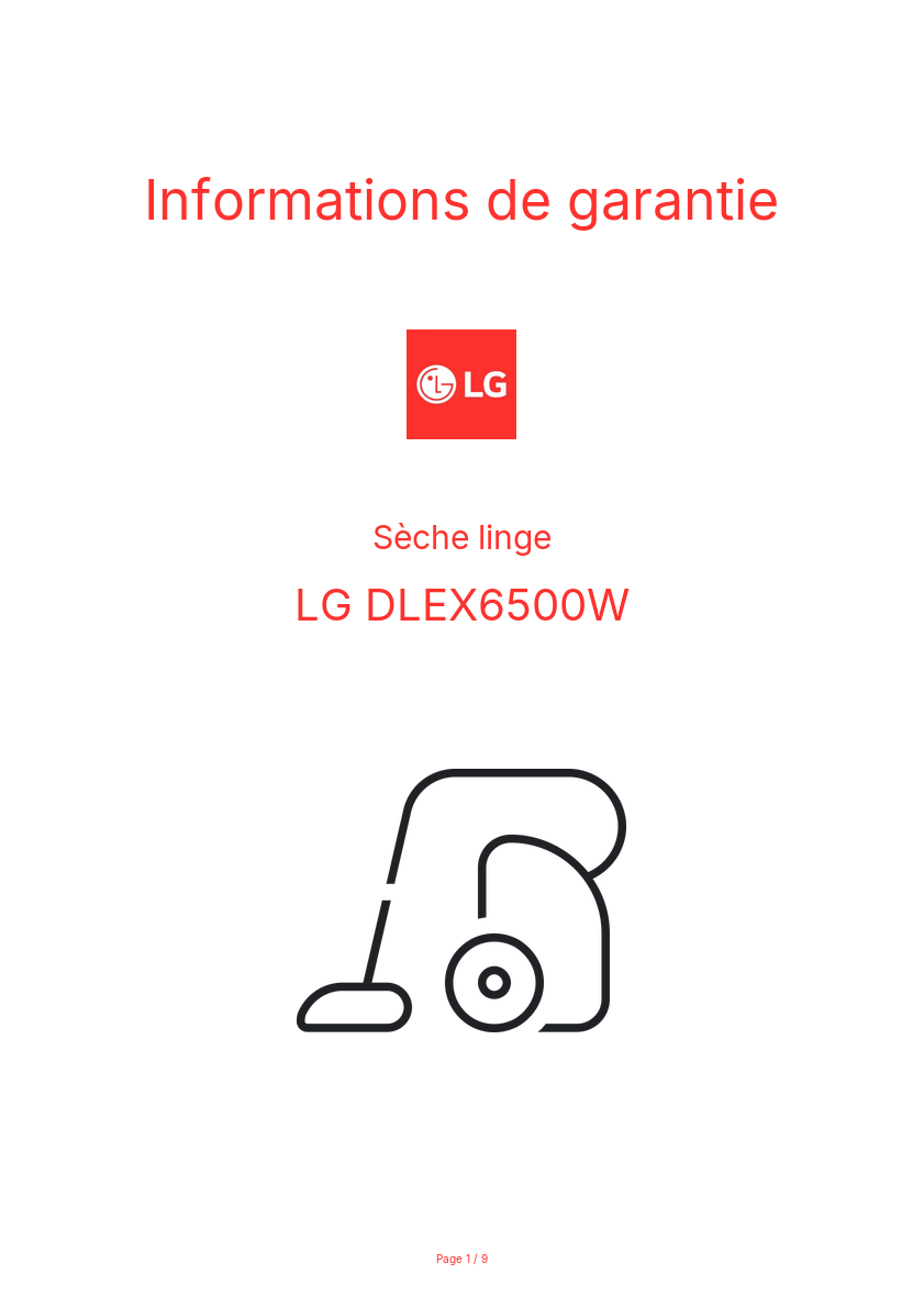 Page n°1 - Informations de garantie LG DLEX6500W