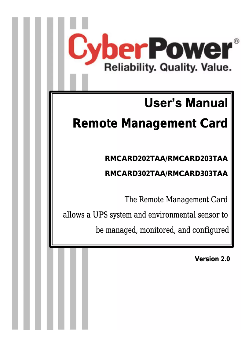 Image de la première page du manuel de l'appareil RMCARD302TAA