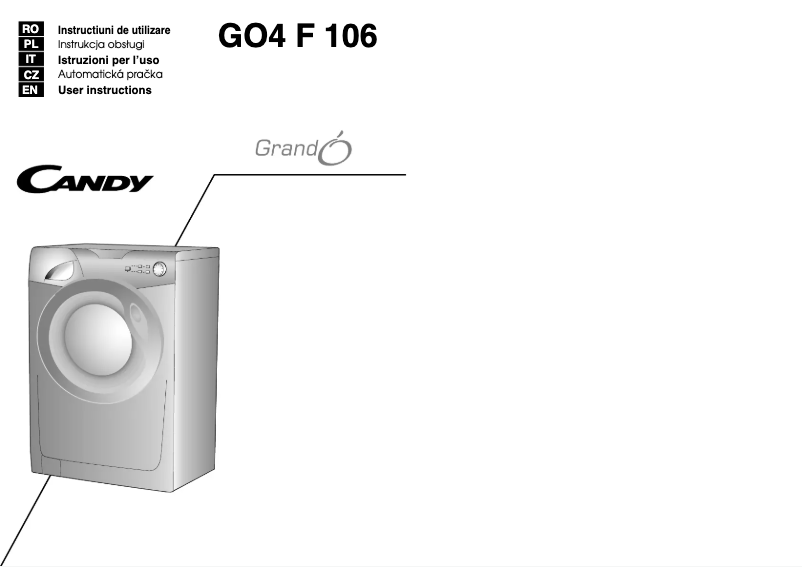 Page 1 de la notice Manuel utilisateur Candy GO4 F106/L1-S
