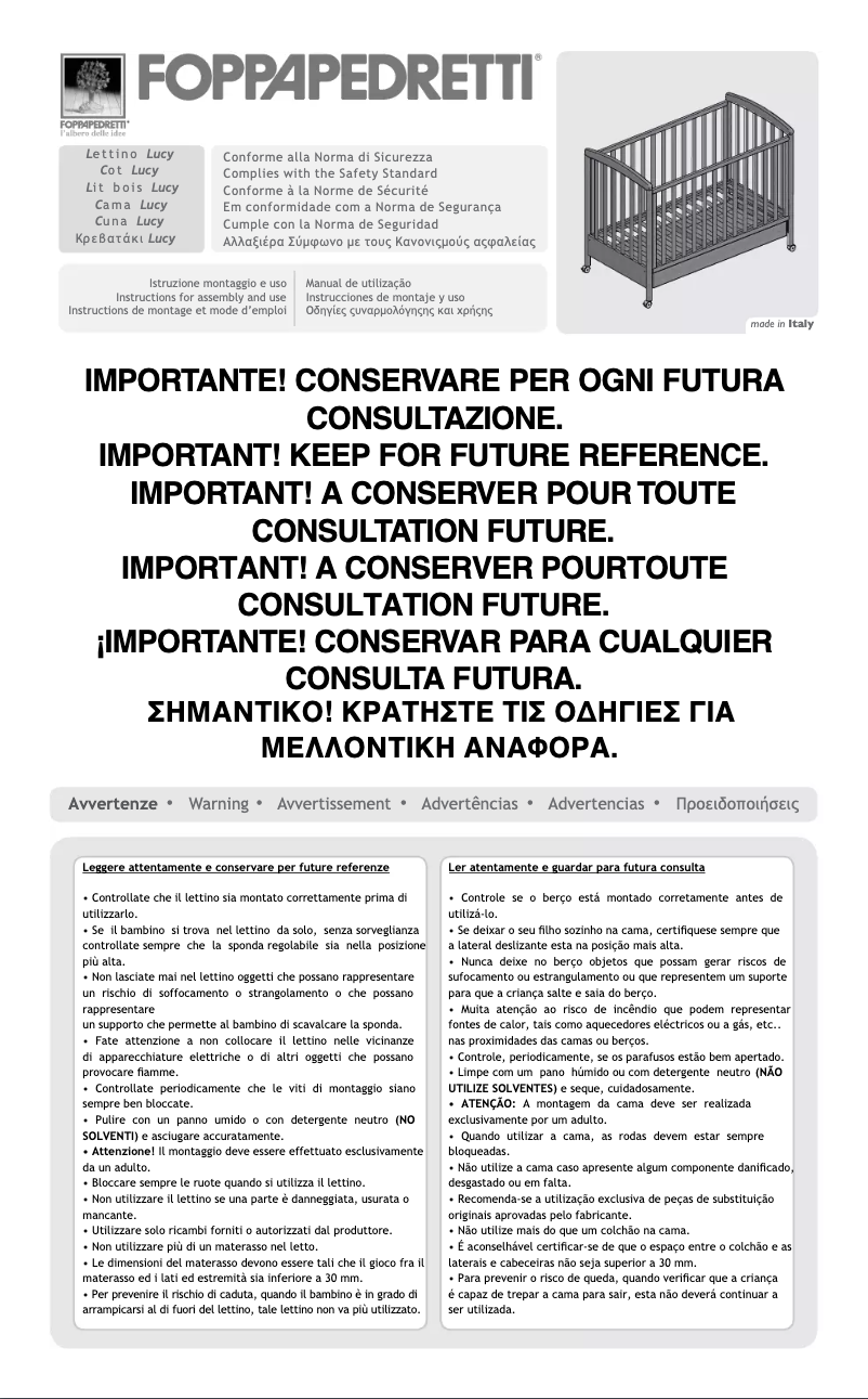 Page 1 de la notice Manuel utilisateur Foppapedretti Cristallino