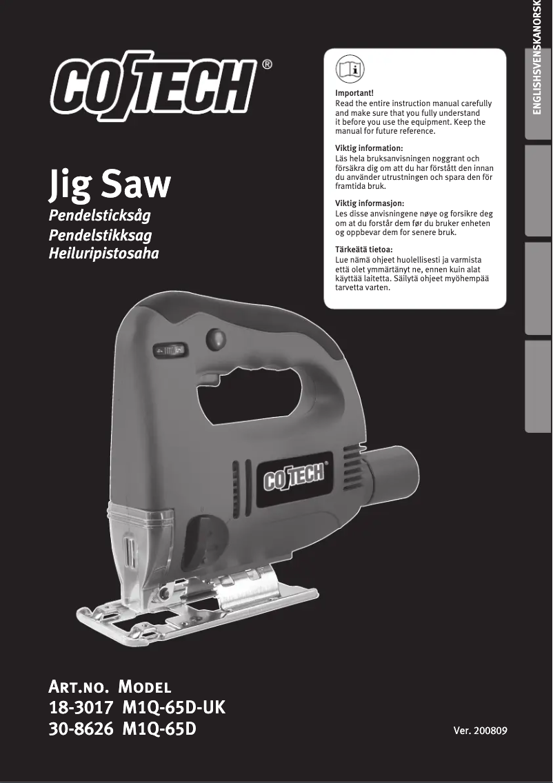 Page n°1 - Manuel utilisateur Cotech M1Q-65D