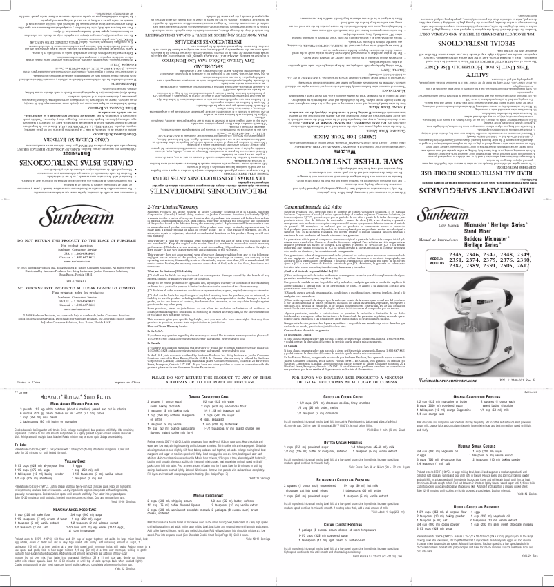 Image de la première page du manuel de l'appareil MixMaster 2374