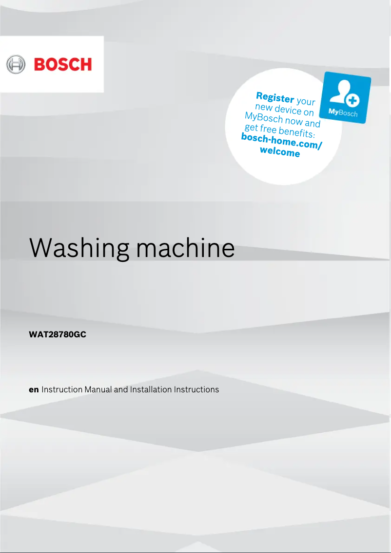 Page n°1 - Guide d'installation Bosch WAT28780GC