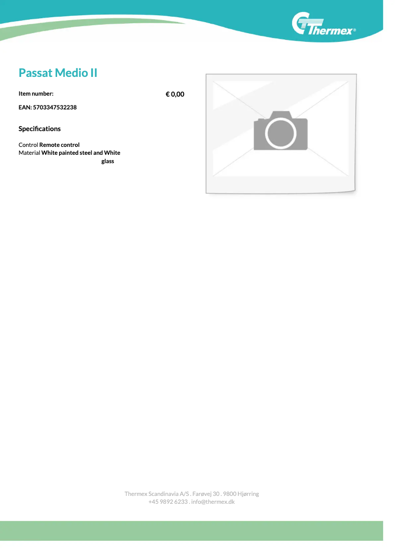 Page 1 de la notice Fiche technique Thermex Passat II