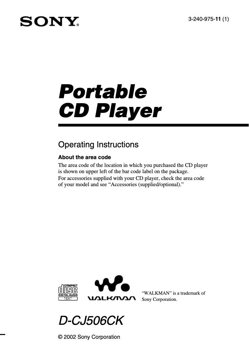 Image de la première page du manuel de l'appareil D-CJ506CK