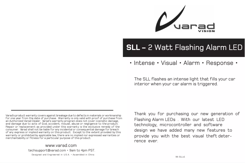 Page n°1 - Manuel utilisateur Varad SLL104