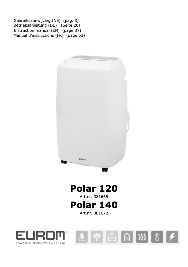 Page 1 de la notice Manuel utilisateur Eurom Polar 120