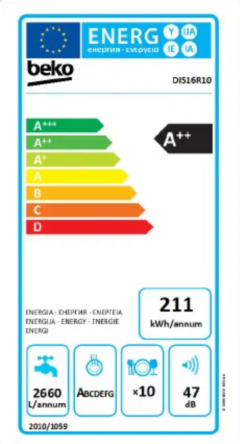Page n°1 - Label énergétique Beko DIS16R10